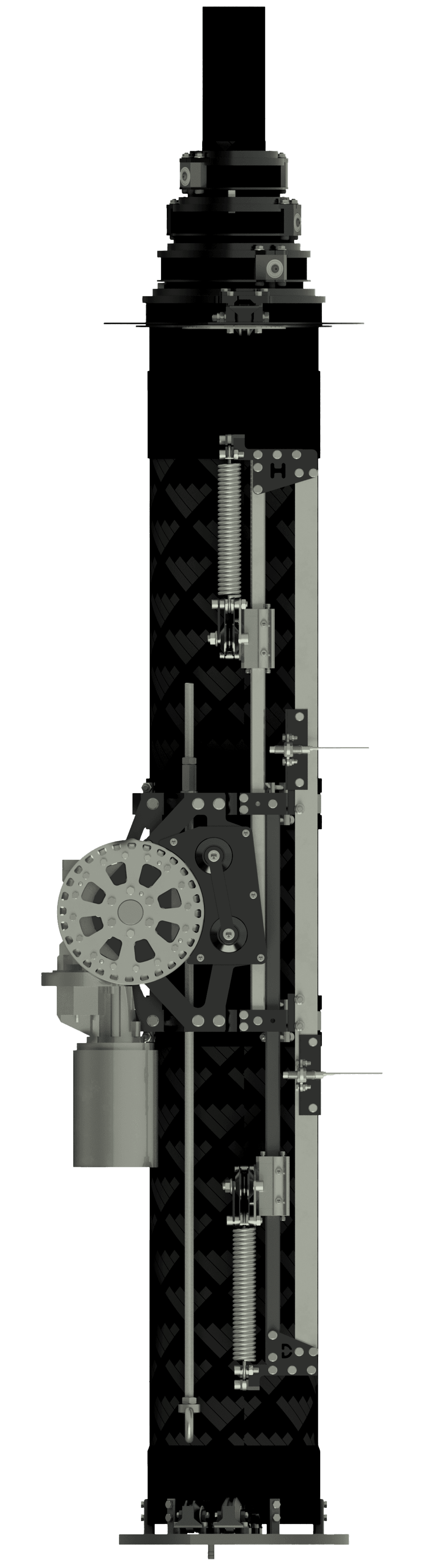 Internal mechanism of the Compolift mast